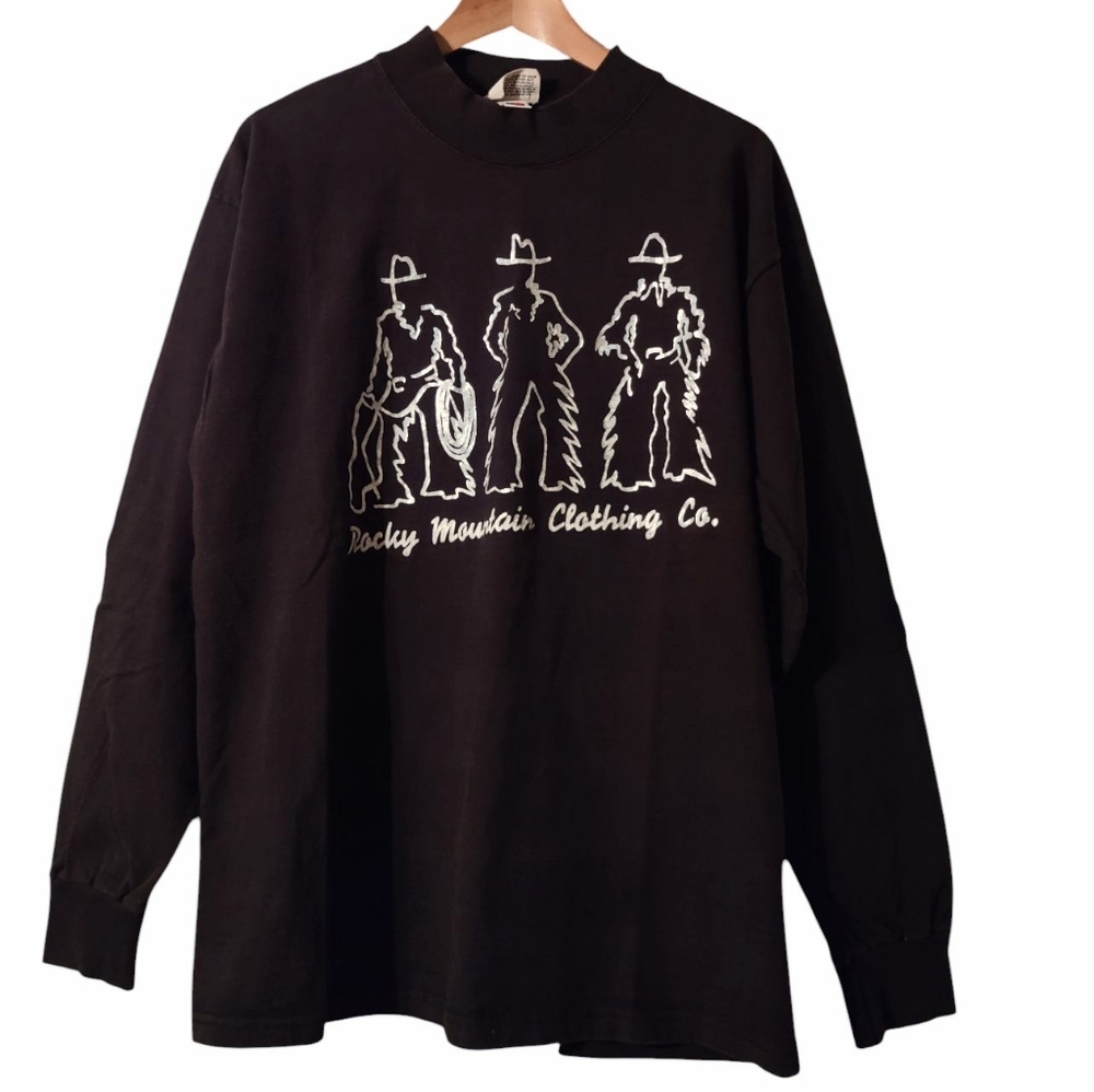 Vintage Rocky Mountain Clothing Long Sleeve Mock Neck Cowboys Western Sweater